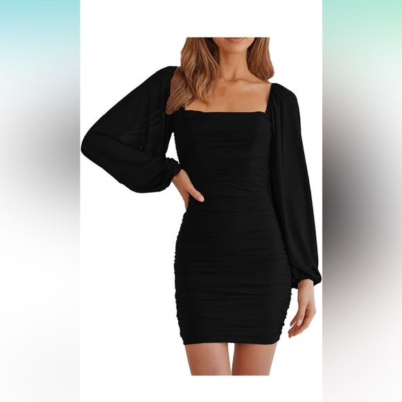 Kenza - Cut-Out Long Sleeve Mesh Mini Dress